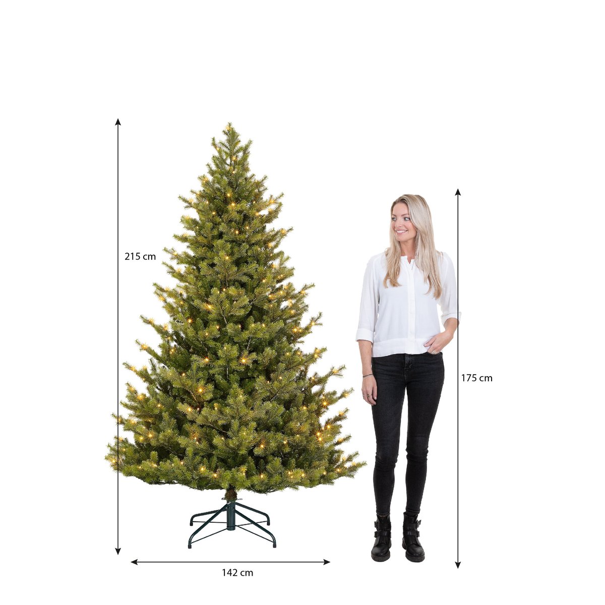 Sapin de Noël artificiel avec LED H215 cm CLIVE vert, BLACK BOX TREES