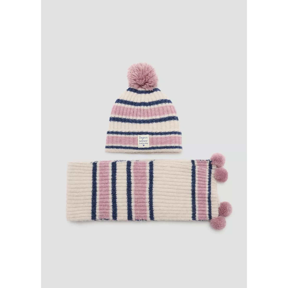 Écharpe maille rayée rose pâle, MANGO BABY
