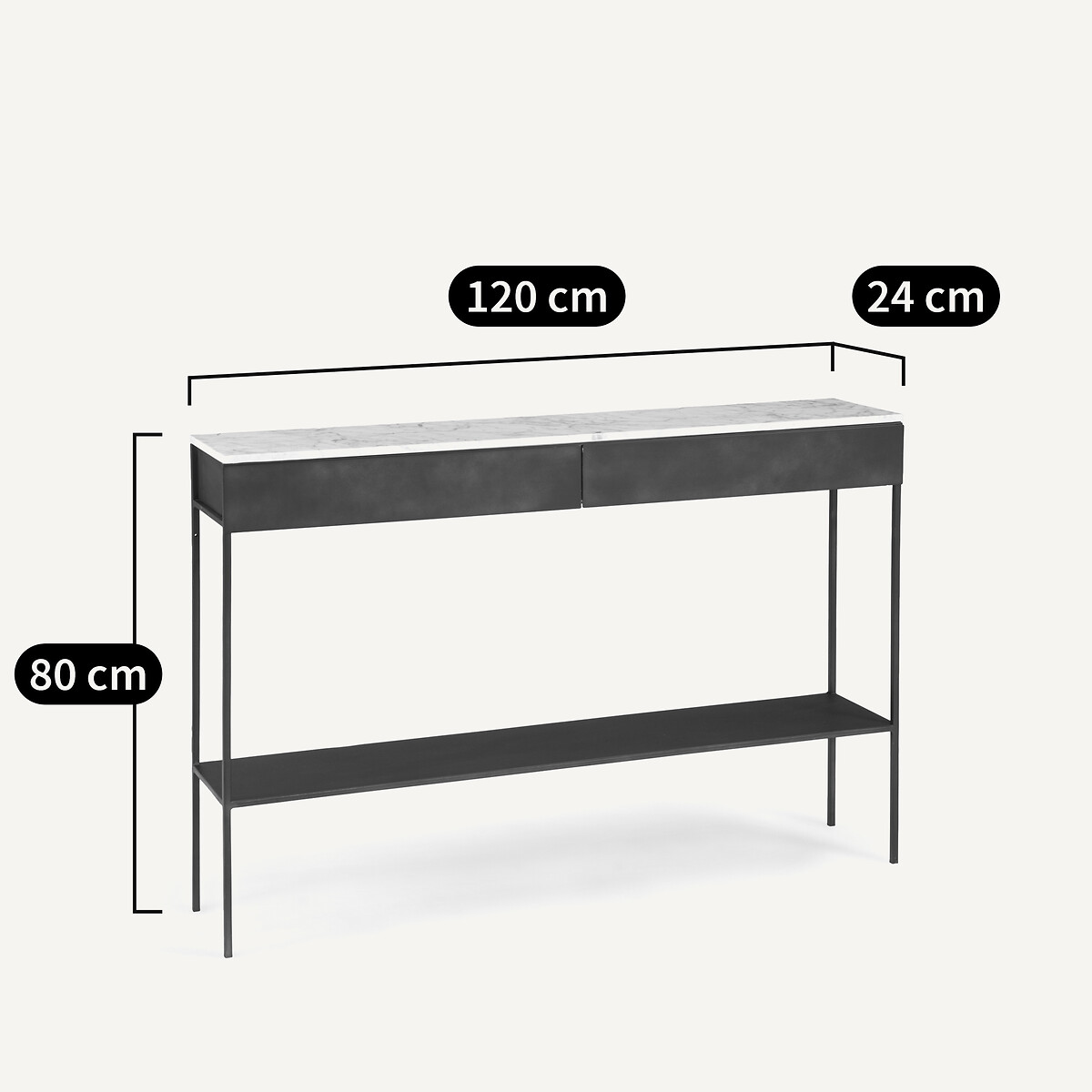Fébée White Marble & Metal Console Table marble white, AM.PM