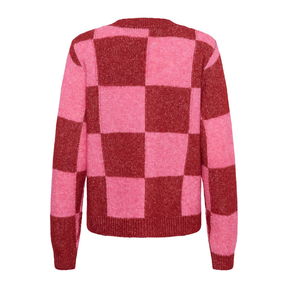 Pullover tricoté rouge rose rio red/pink check, CULTURE