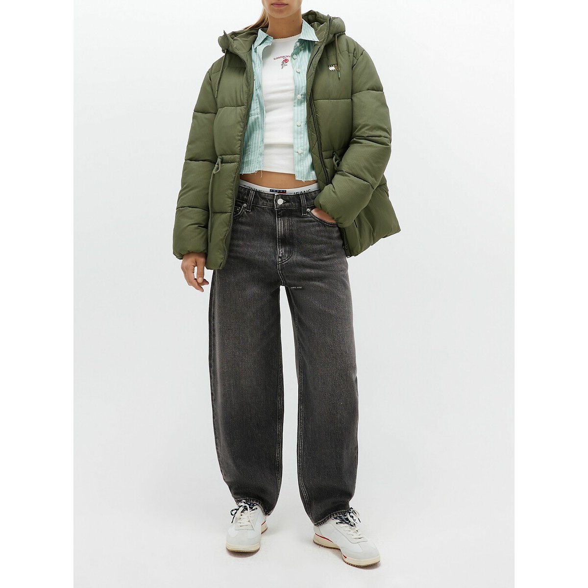 Hooded Padded Jacket khaki, TOMMY JEANS
