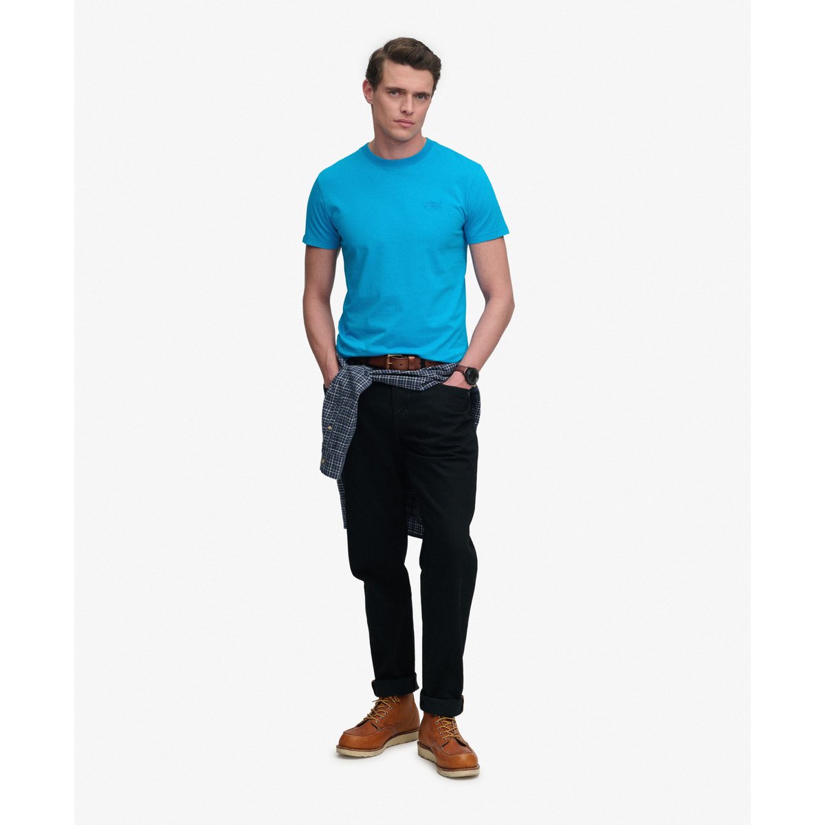 T-shirt Néon Logo Essential Brodé bleu atomique, SUPERDRY