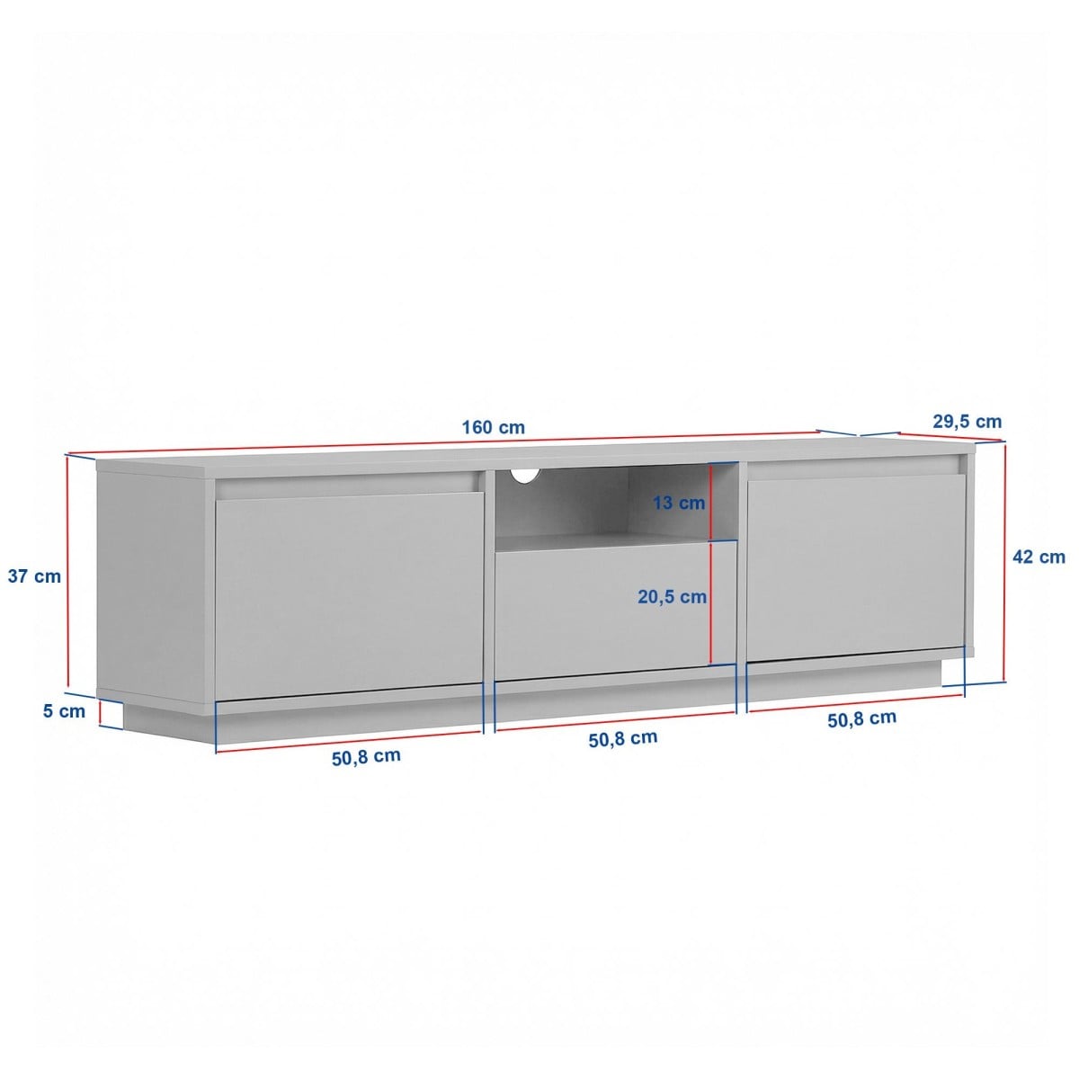Meuble TV 3 abattants 1 niche - LUME noyer, CALICOSY