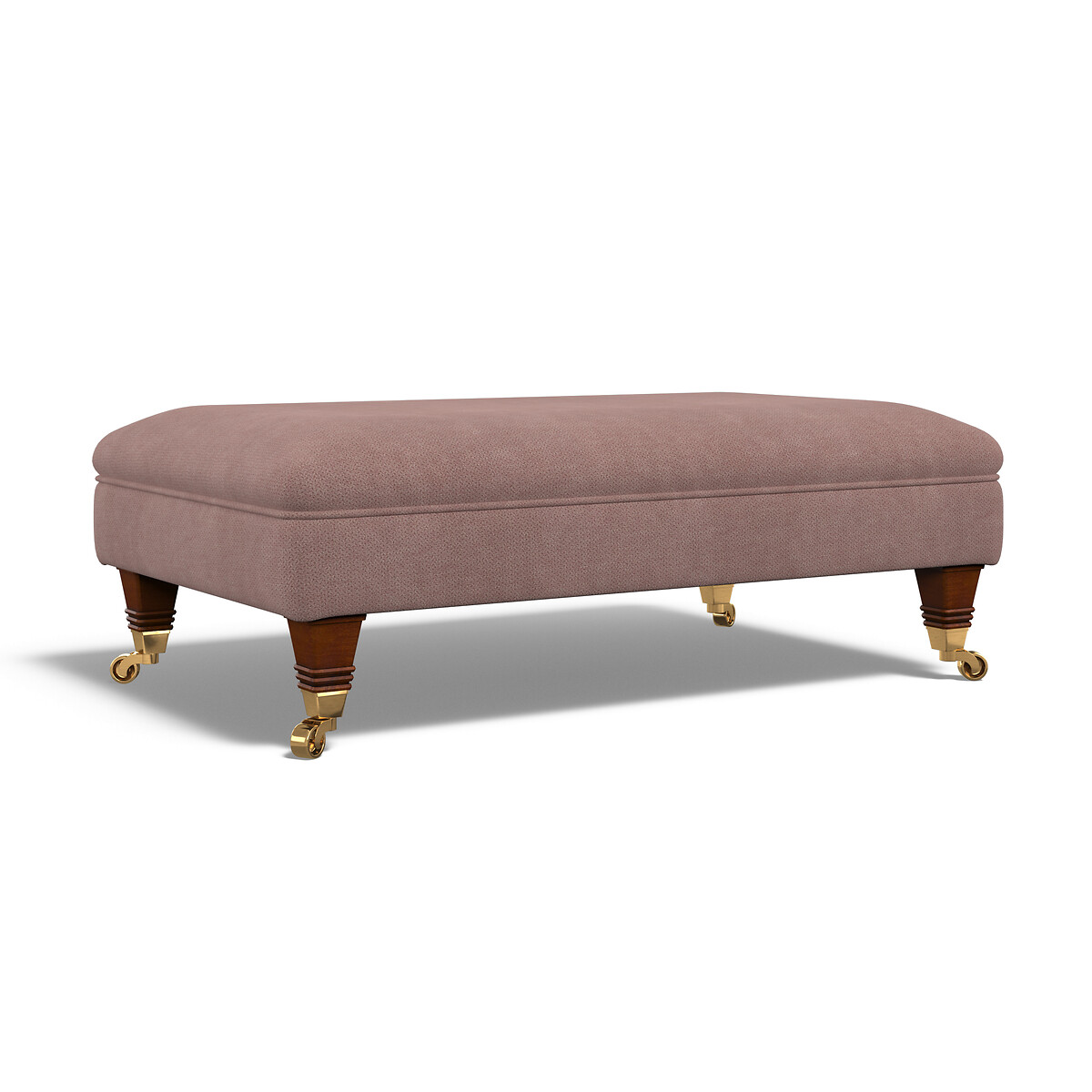 Emeline Soft Brushed Footstool with Castor Legs old rose, ÉDITÉ