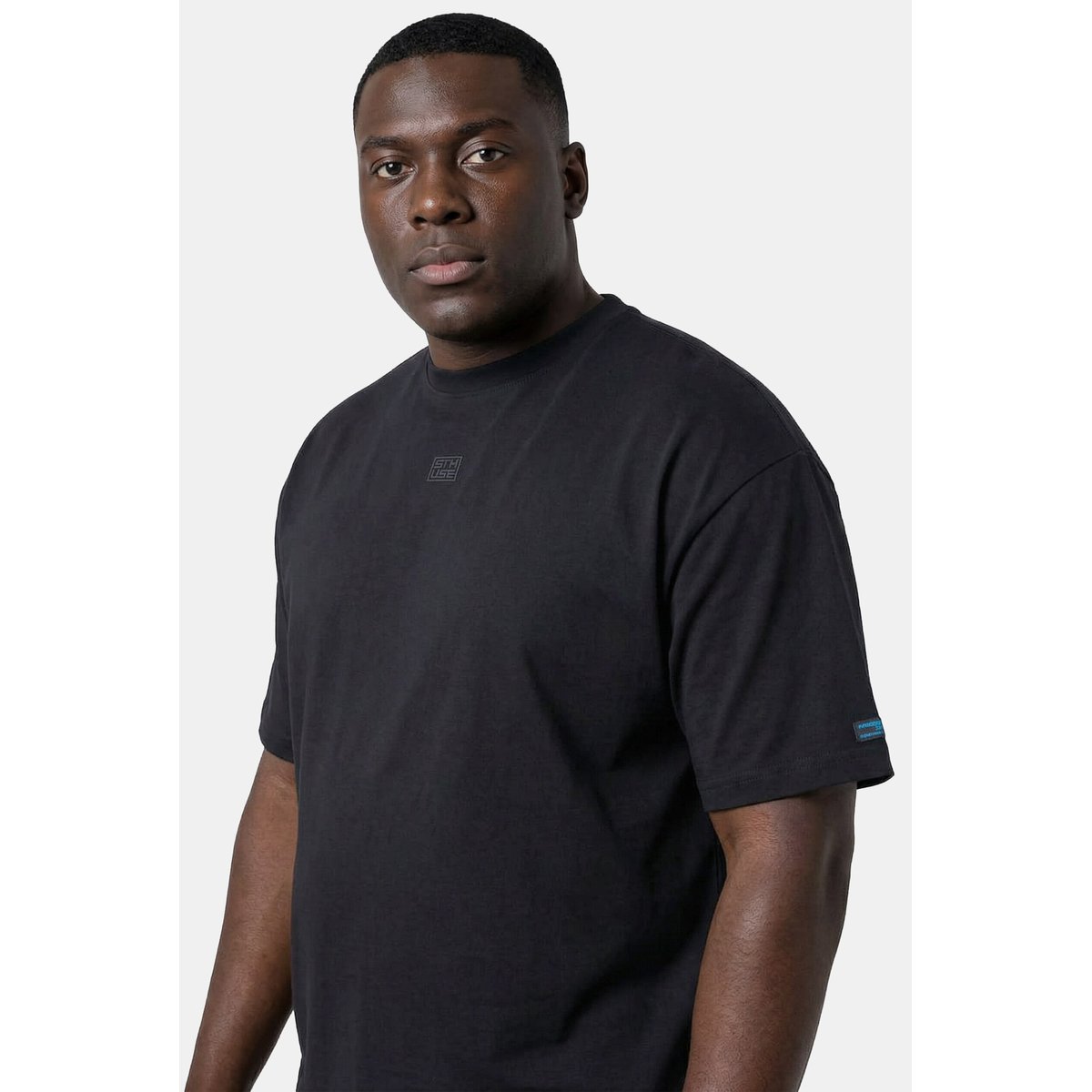 T-shirt oversize à manches courtes noir, STHUGE