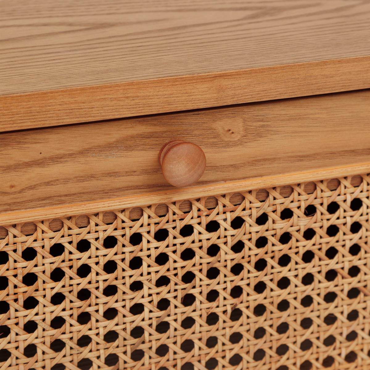 Commode 3 tiroirs cannage en rotin TIRIA marron, ATMOSPHERA