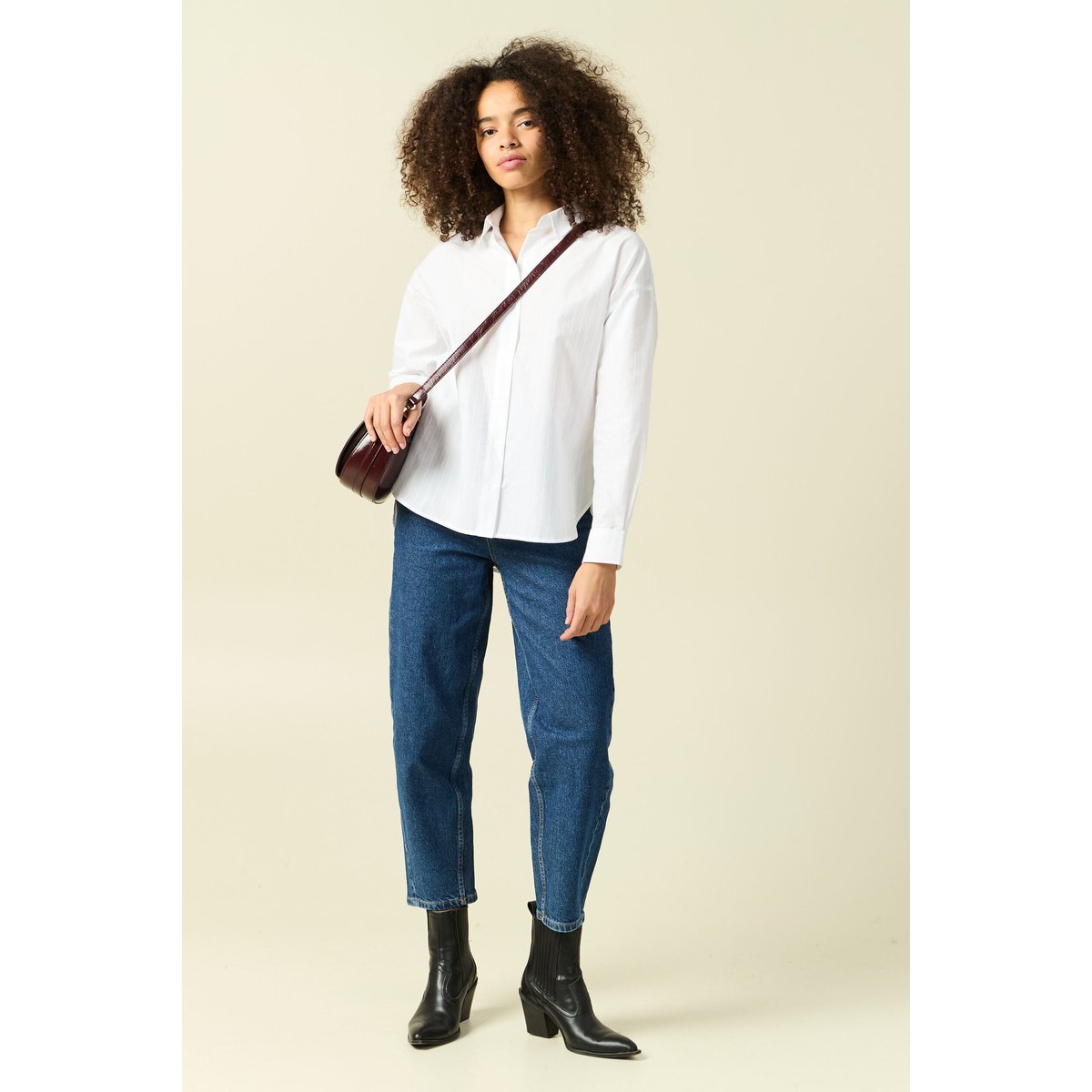 Chemise oversize en coton ecru, BONOBO