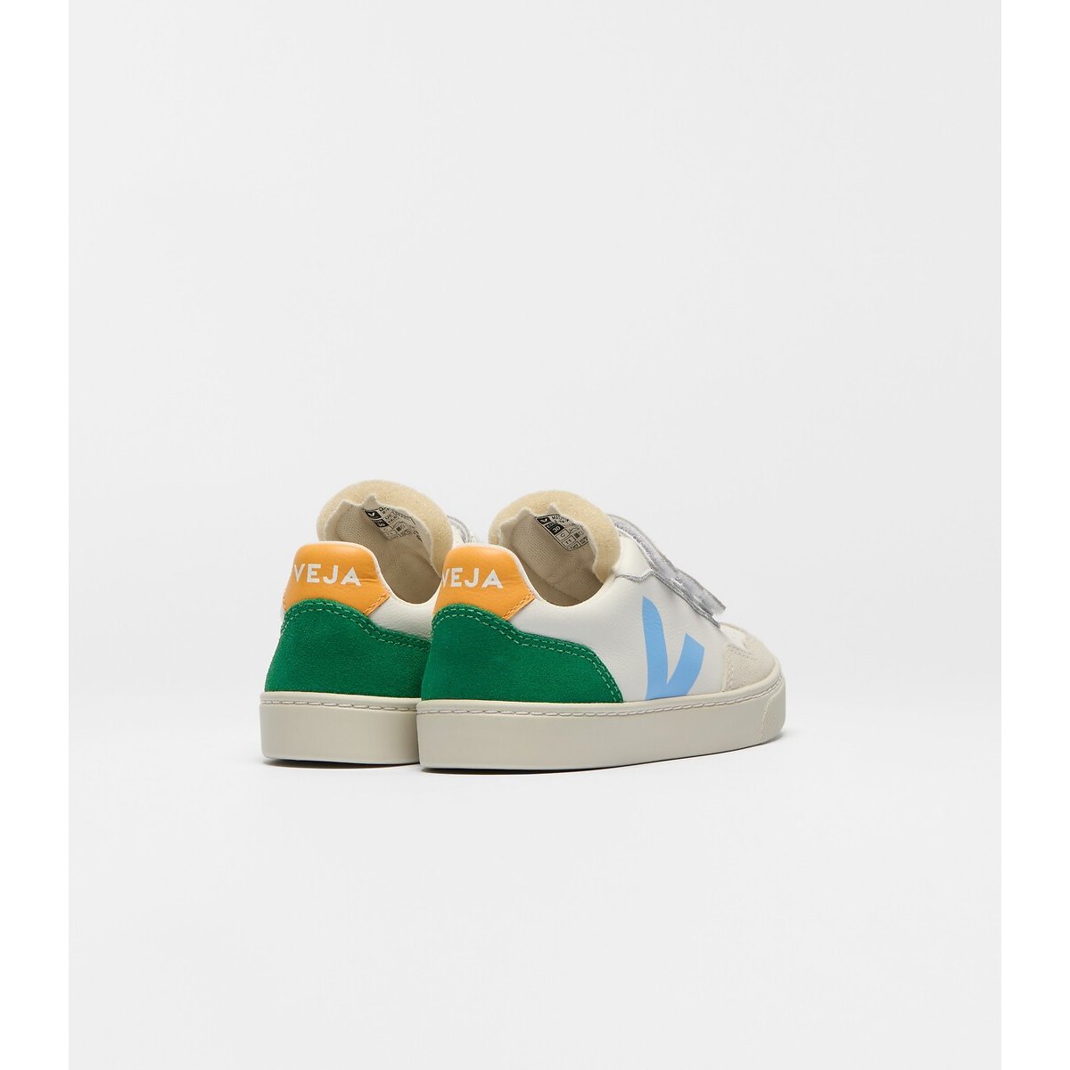 Kids Small V-90 Leather Trainers white/blue/green, VEJA