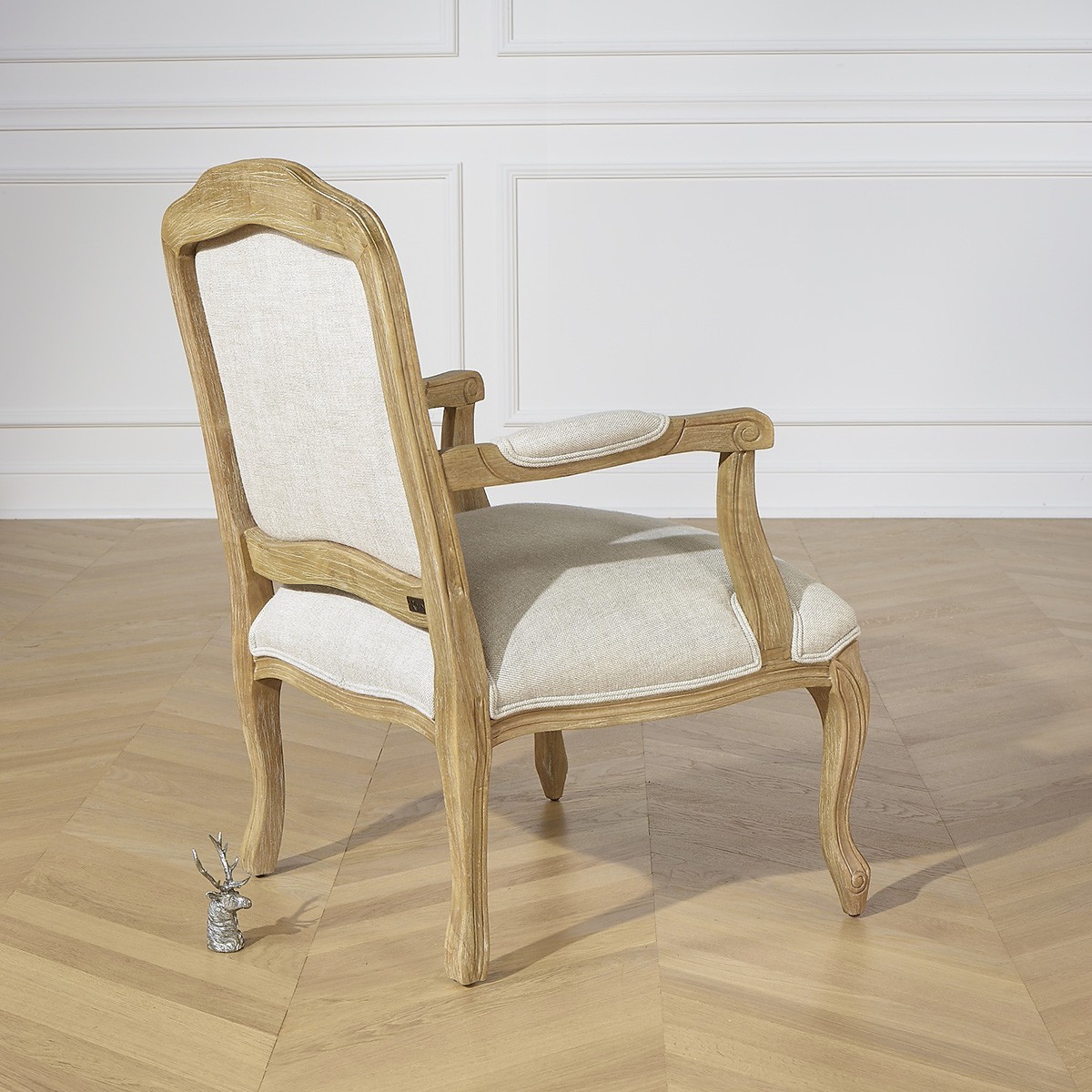 Fauteuil en hévéa et lin premium INES lin, ROBIN DES BOIS