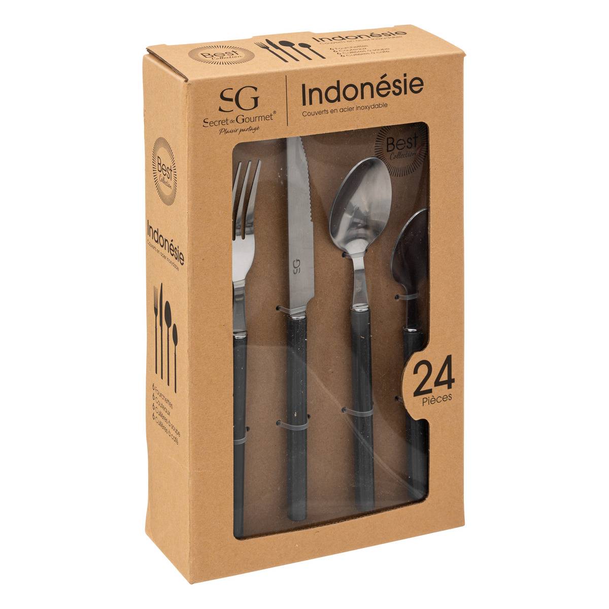 Ménagère 24 pièces en acier inoxydable INDONESIE gris, SECRET DE GOURMET