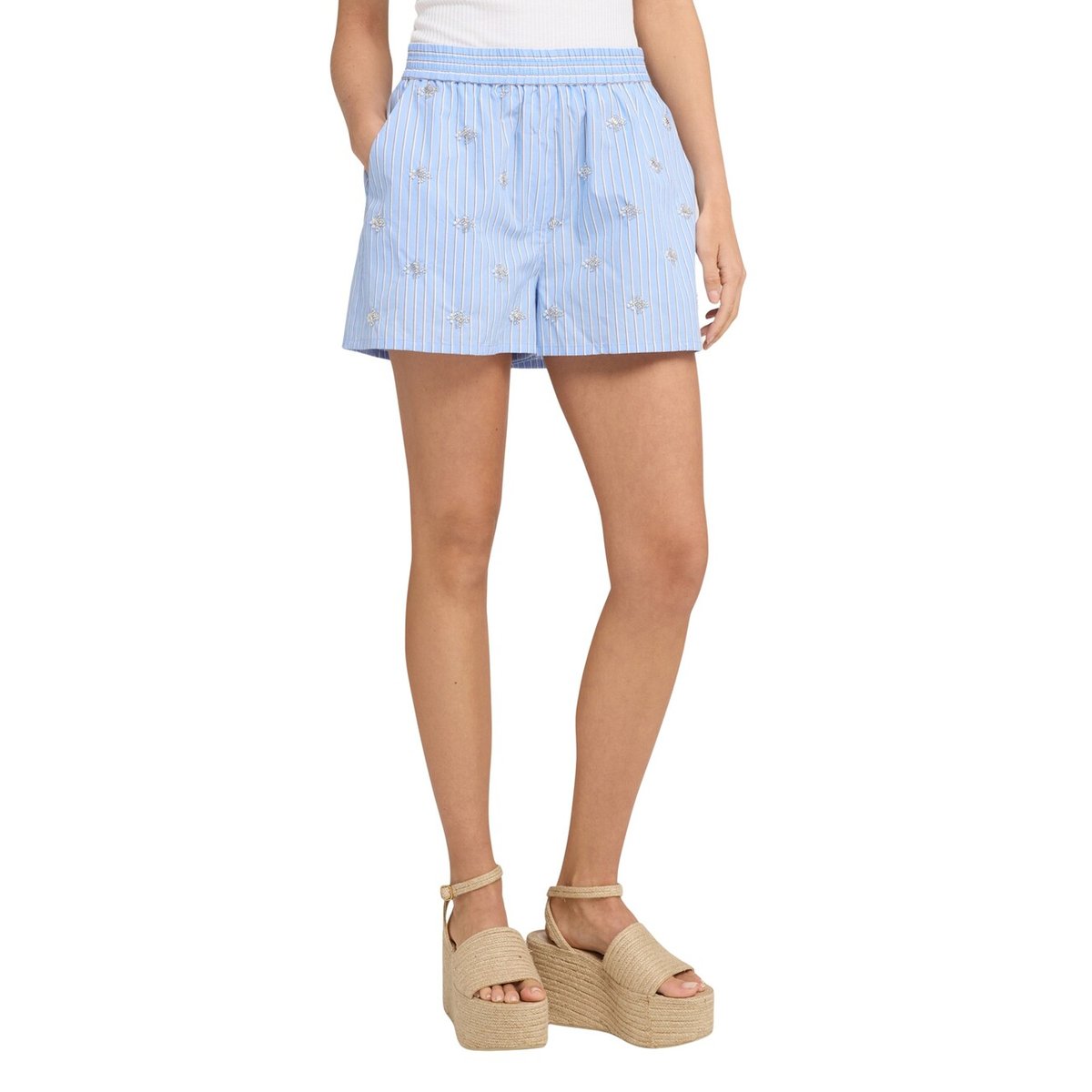Short à rayures avec broderies bijou light - blue, MOTIVI