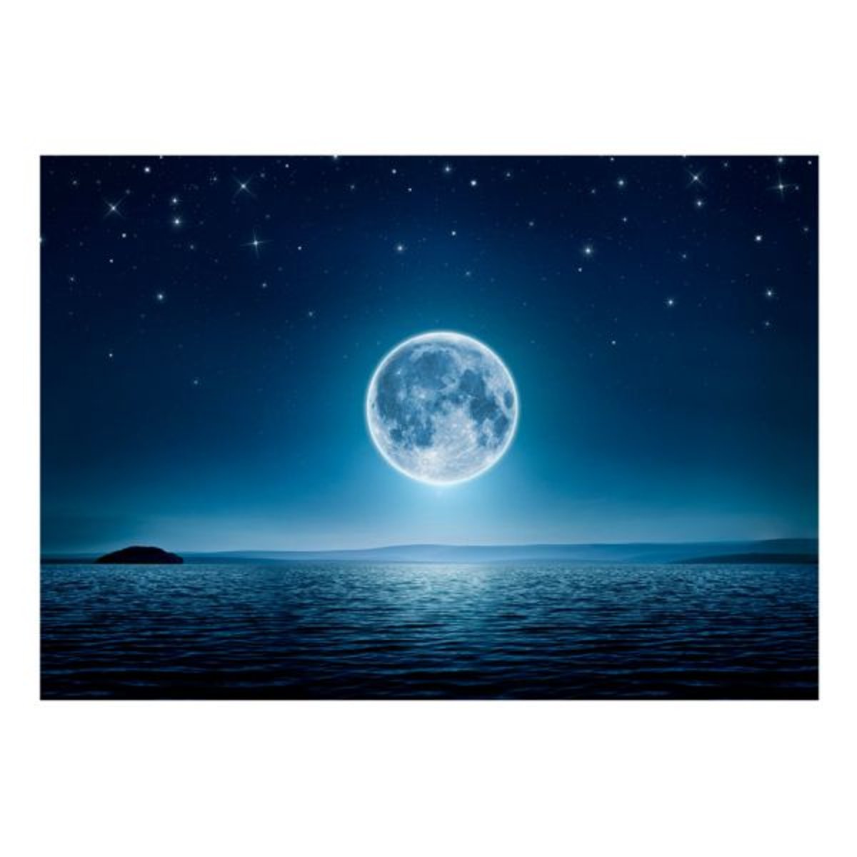 Papier peint intissé panoramique Paysage Moonlit night bleu, EDEN
