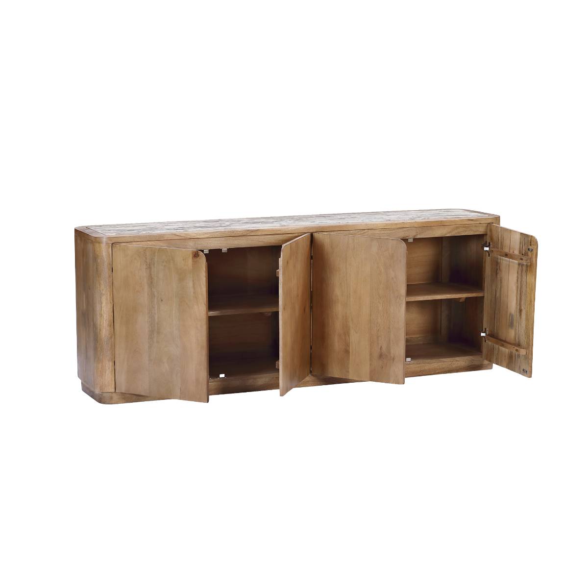 Buffet en bois de manguier et en marbre LUMEYA bois clair, MADE IN MEUBLES