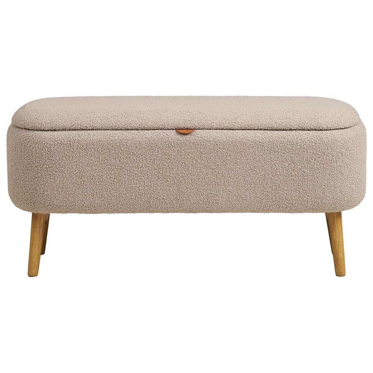 Pouf avec rangements en tissu bouclette, KAREN beige, BEST MOBILIER