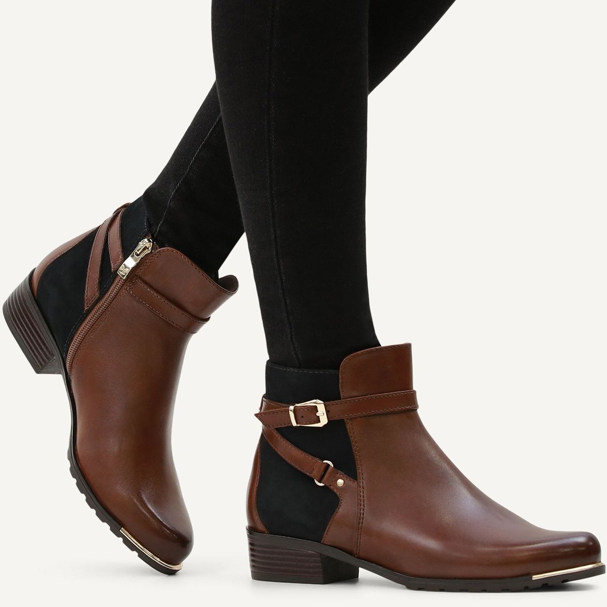 Bottine en cuir marron chocolat nubuck, CAPRICE