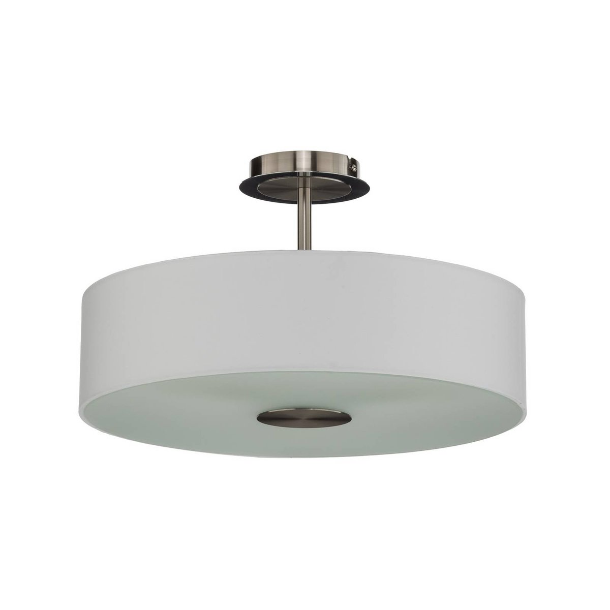 Plafonnier en textile moderne, Josia blanc, nickel mat, chrome, LINDBY