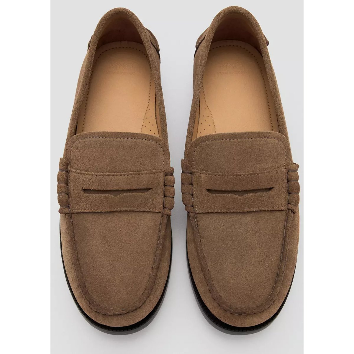 Mocassins découpe cuir suède marron clair/pastel, MANGO MAN