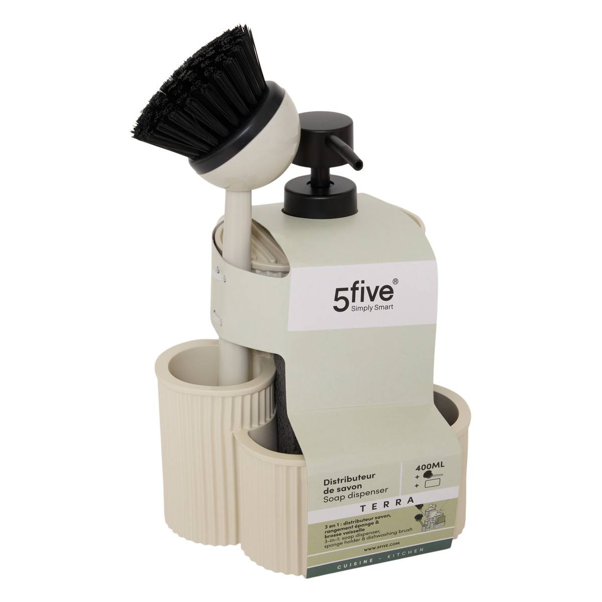 Distributeur de savon rectangulaire TERRA beige, 5FIVE SIMPLY SMART