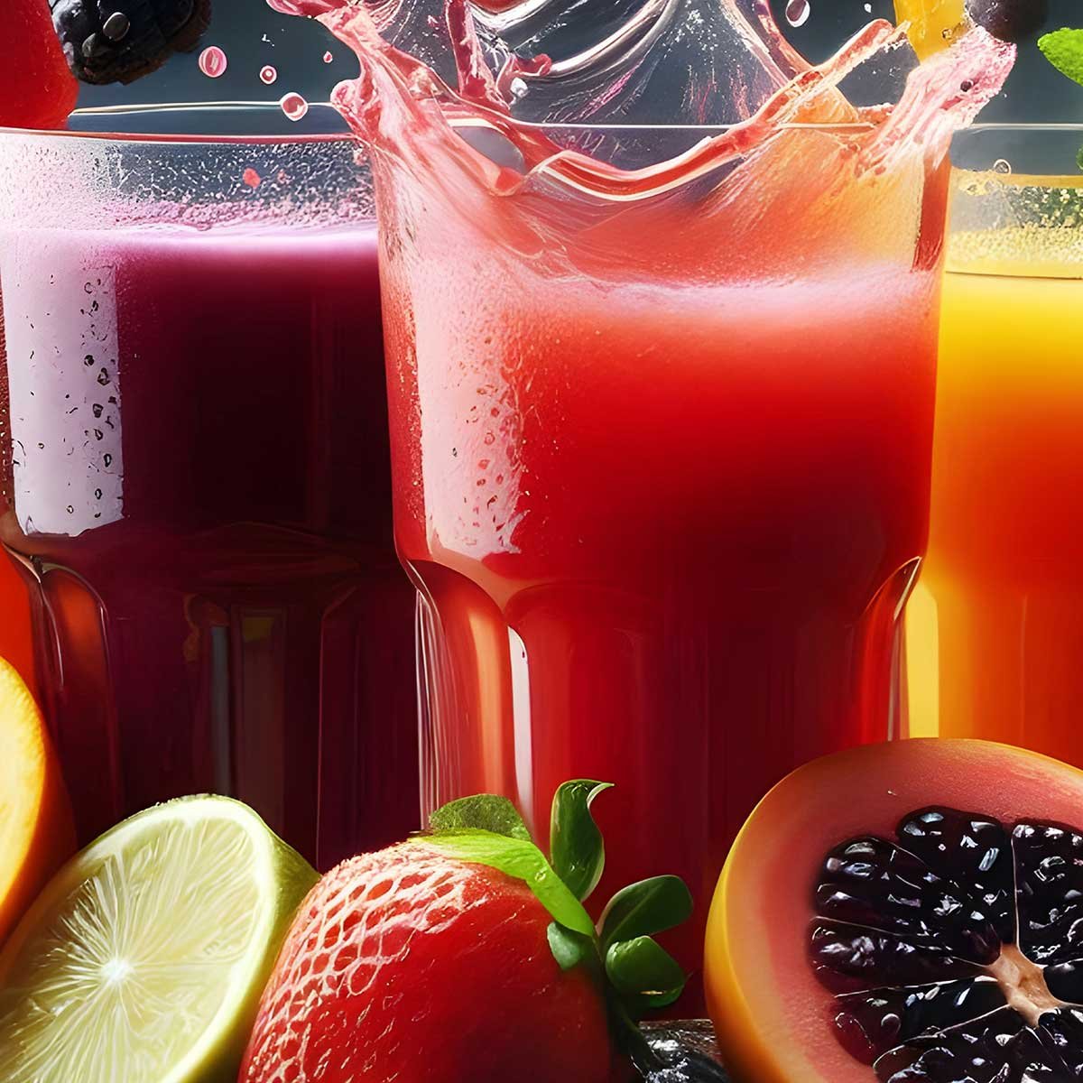 Affiche encadrée fruits rouges en éclaboussure affiche + cadre en métal - noir, HEXOA