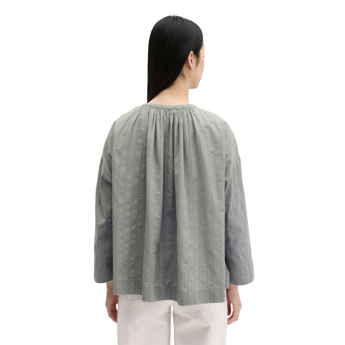 Tunique relaxed en voile de coton avec une fine broderie ajourée gris, MARC O'POLO