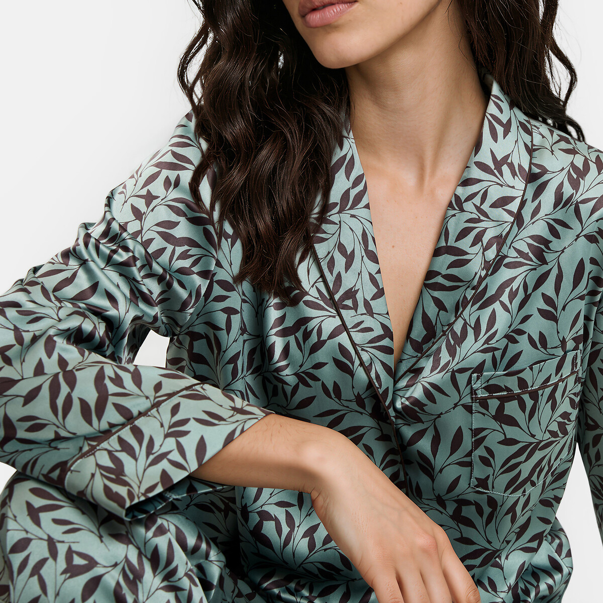 Pyjama 2 pièces en satin imprimé fleurs imprimé floral, ANNE WEYBURN