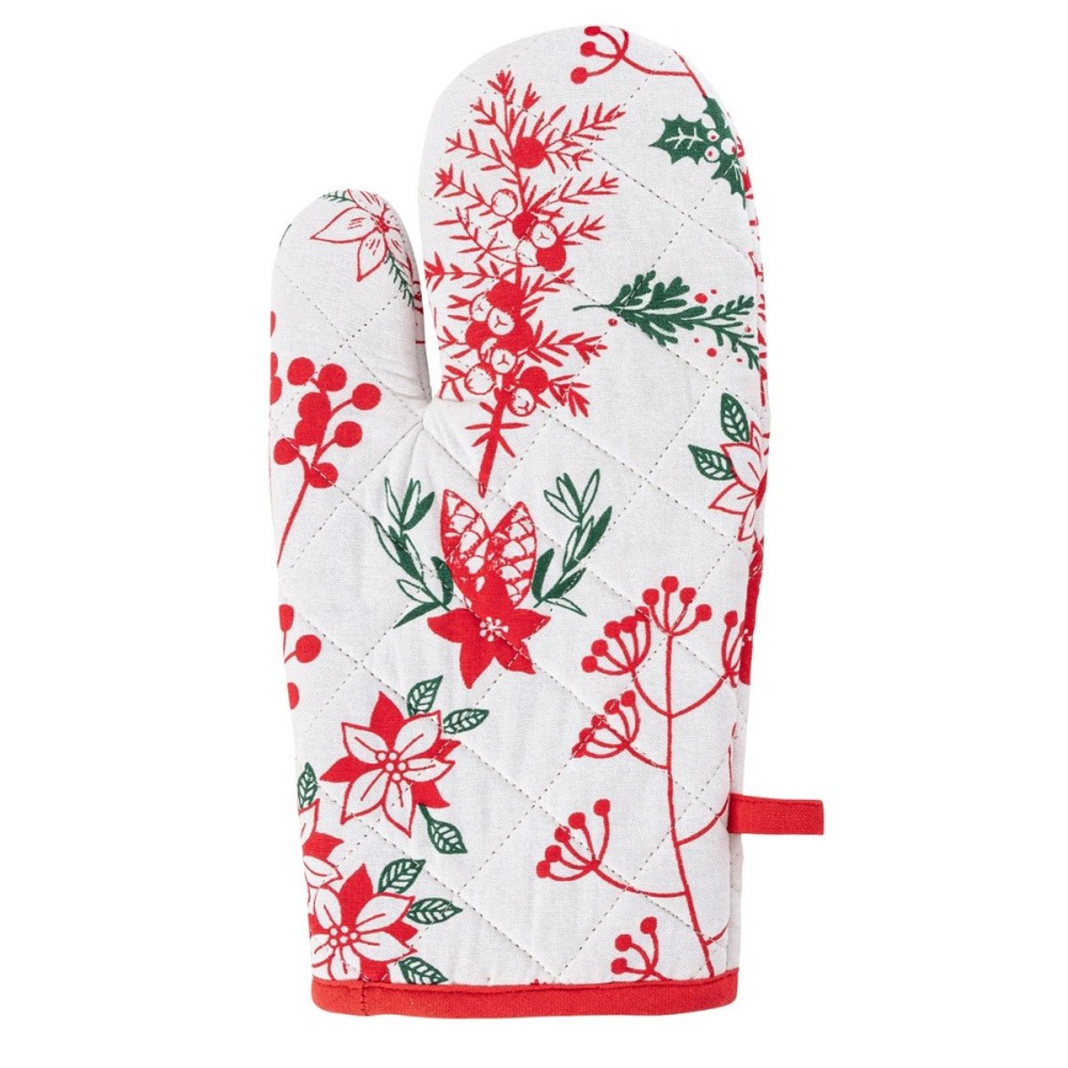 Gant et manique baies de Noël coton blanc, ATMOSPHERA