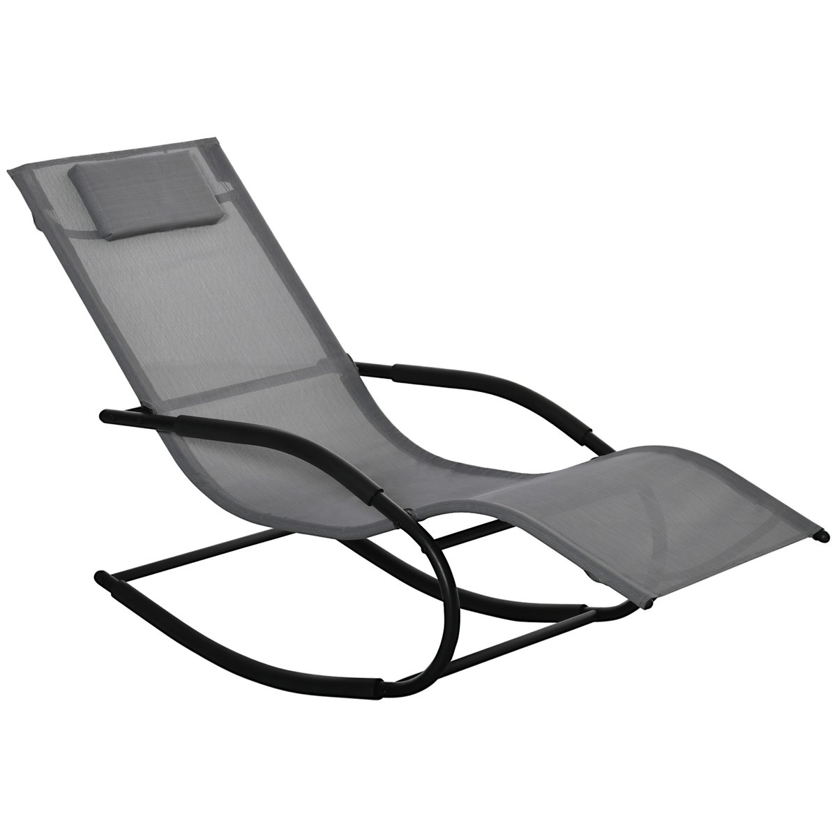 Fauteuil à bascule Textilène Gris gris, OUTSUNNY