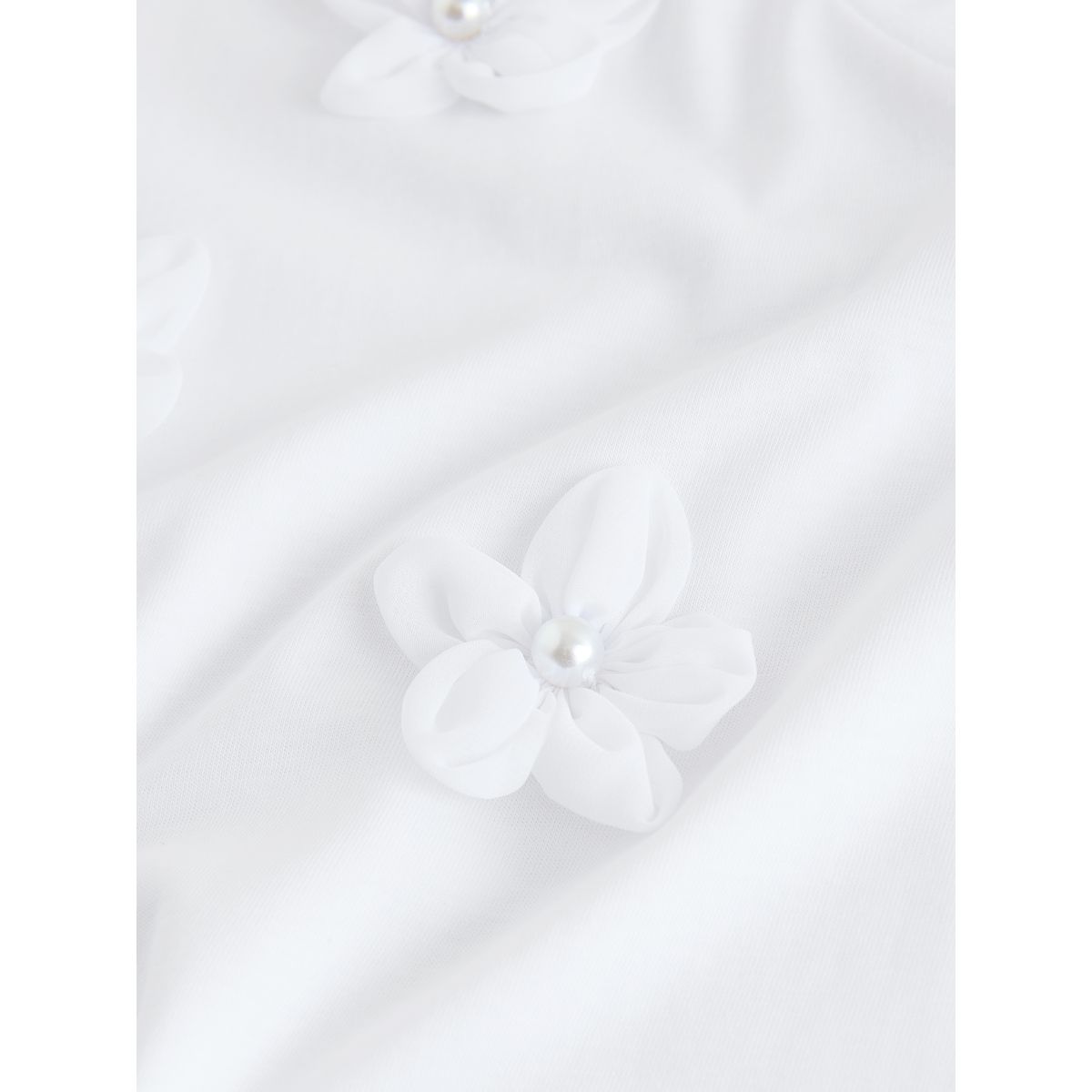 T-shirt orné de fleurs 3d à manches courtes blanc, NEXT
