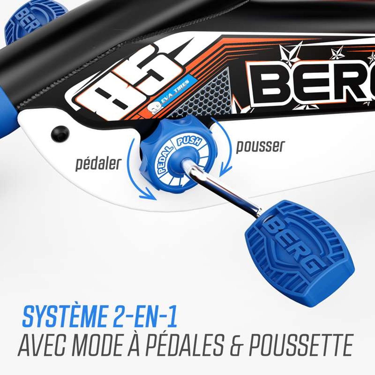 Kart à Pédales pour Enfants, 2+ Ans, Buzzy 2-in-1 blue/orange, BERG TOYS