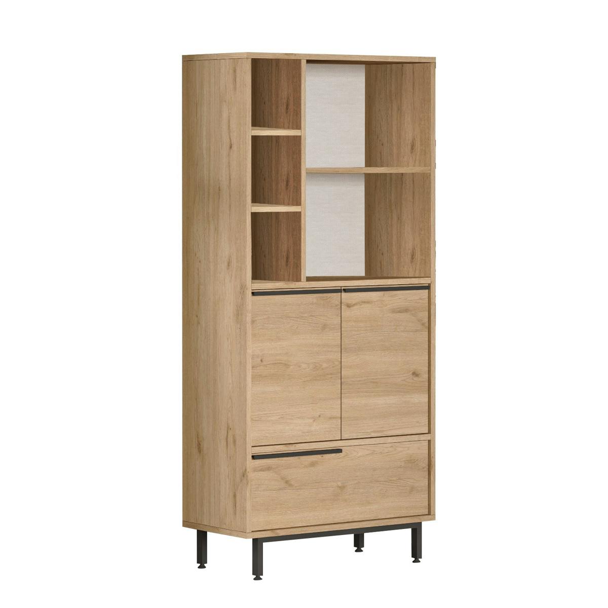 Bibliothèque salon 3 portes 2 étagères décor bois JENA bois naturel, PIER IMPORT