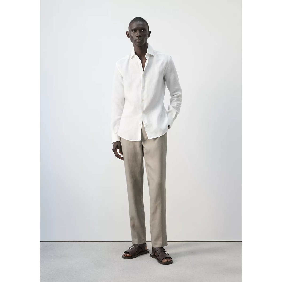 Chemise slim-fit 100 % lin blanc, MANGO MAN
