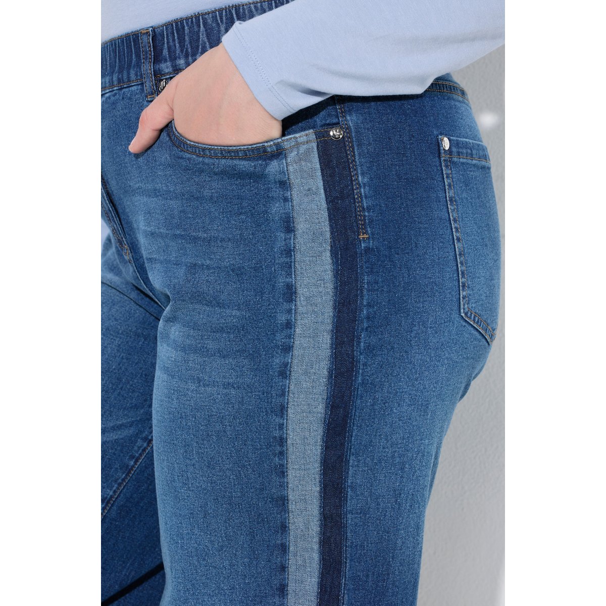 Jean Mary jambe large et taille confortable bleu jean, ULLA POPKEN