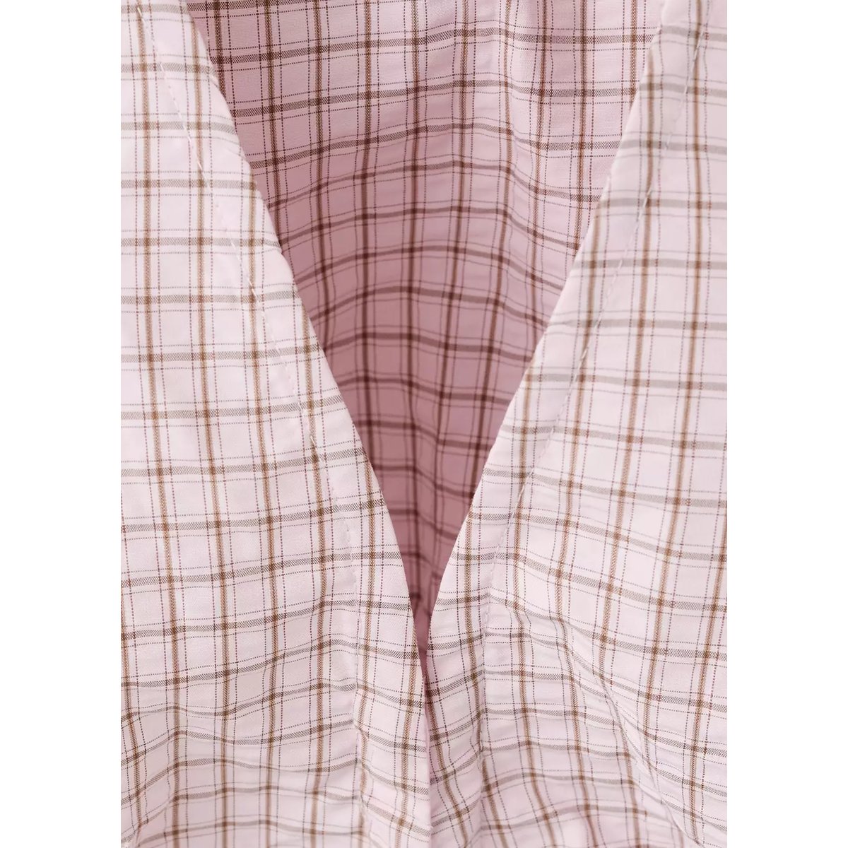 Blouse col en V à carreaux rose pastel, MANGO