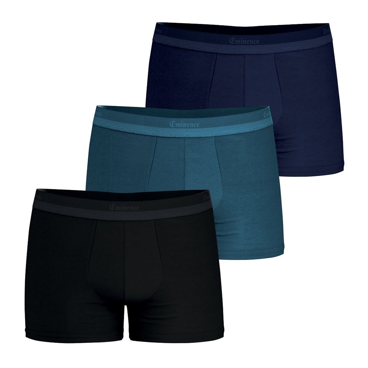 Lot de 3 boxers homme Studio Eminence bleu + bleu marine + noir, EMINENCE