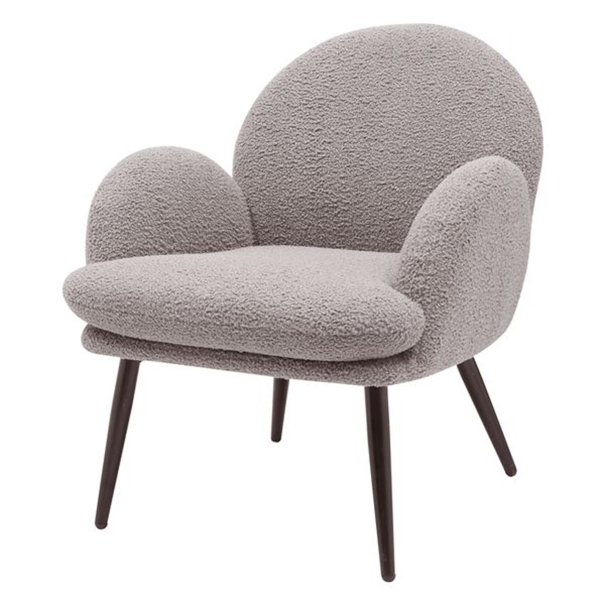 Fauteuil tissu effet laine bouclette gris foncé taupe, ZAGO