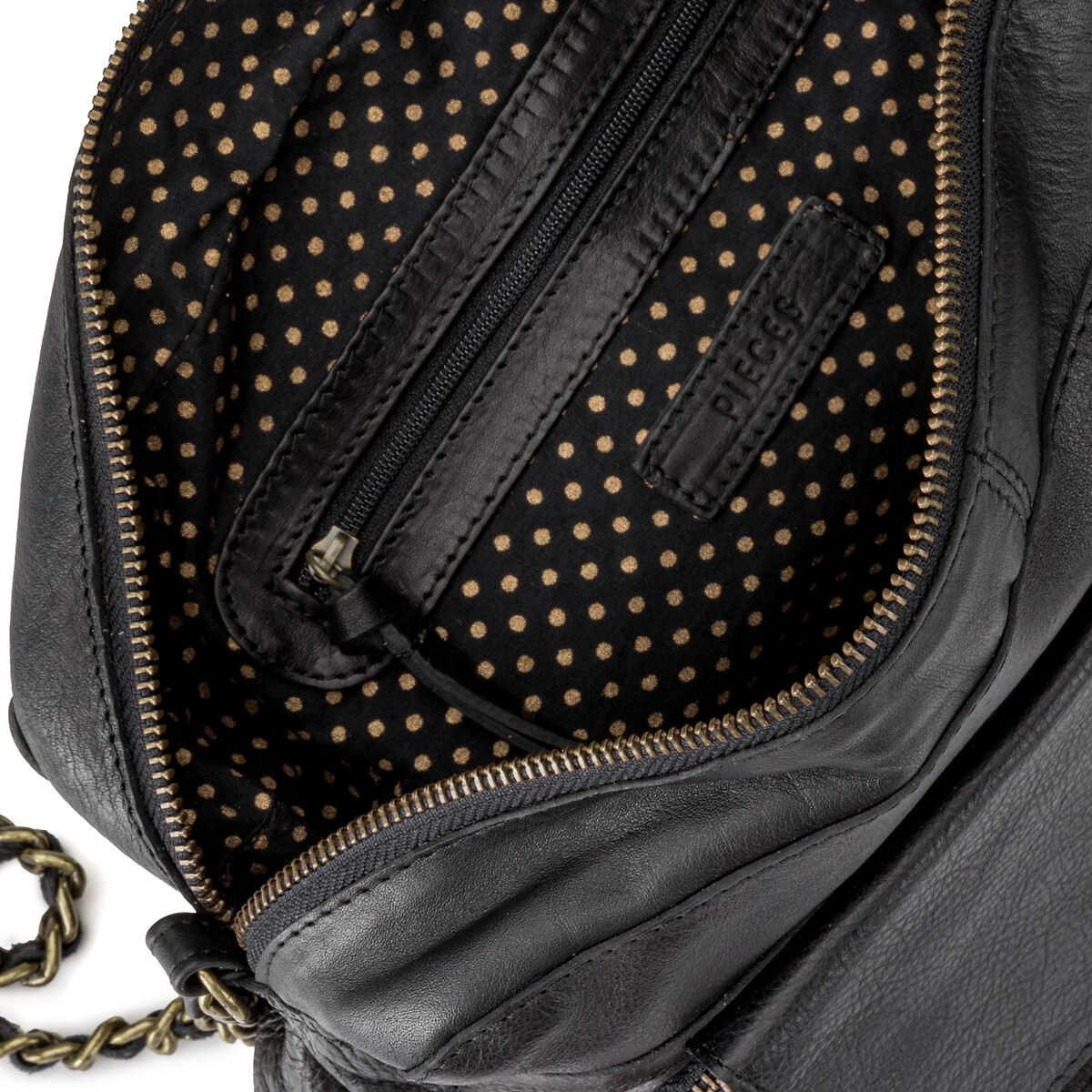 Naina Leather Large Bag black, PIECES