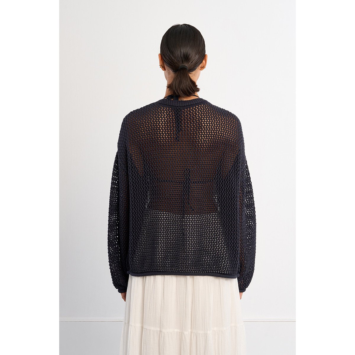 Gilet en maille ajourée navy blue, LILI SIDONIO