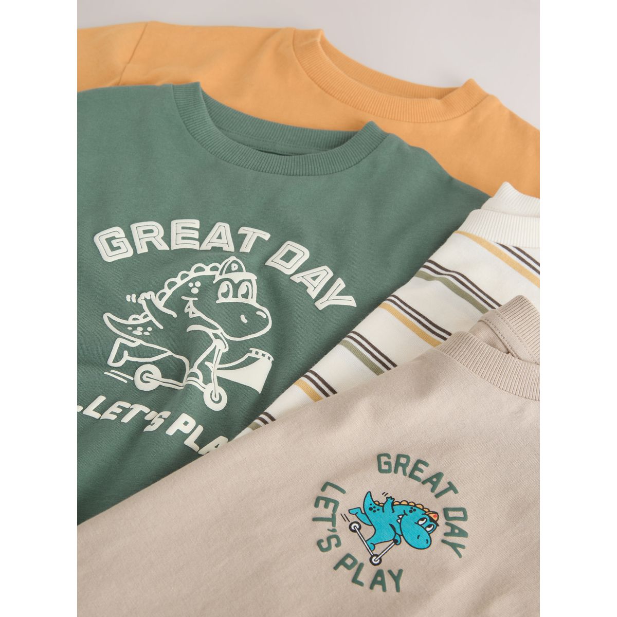 T-shirt à manches courtes et motif, lot de 4 dinosaure orange/vert, NEXT