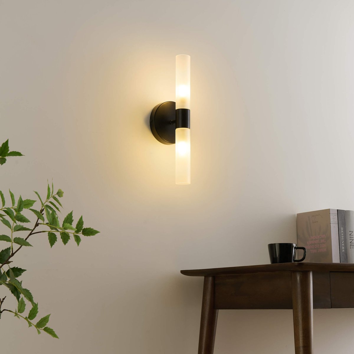 Applique élégante avec verre opalin - LORETO noir et blanc, KOSILUM