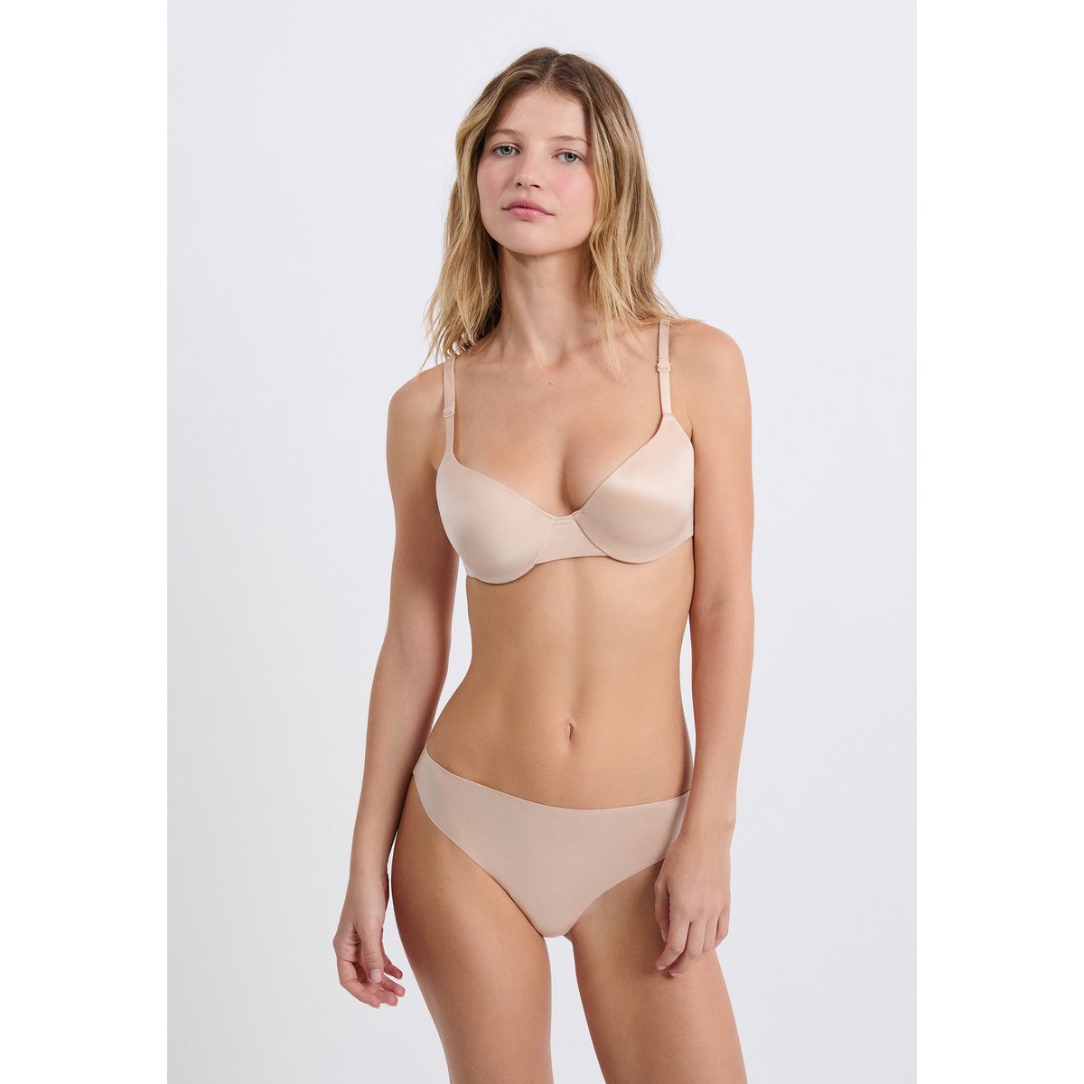 Soutien-gorge N.4 - Le coques fines 2 en 1 satiné PURE GLOW lin, ETAM
