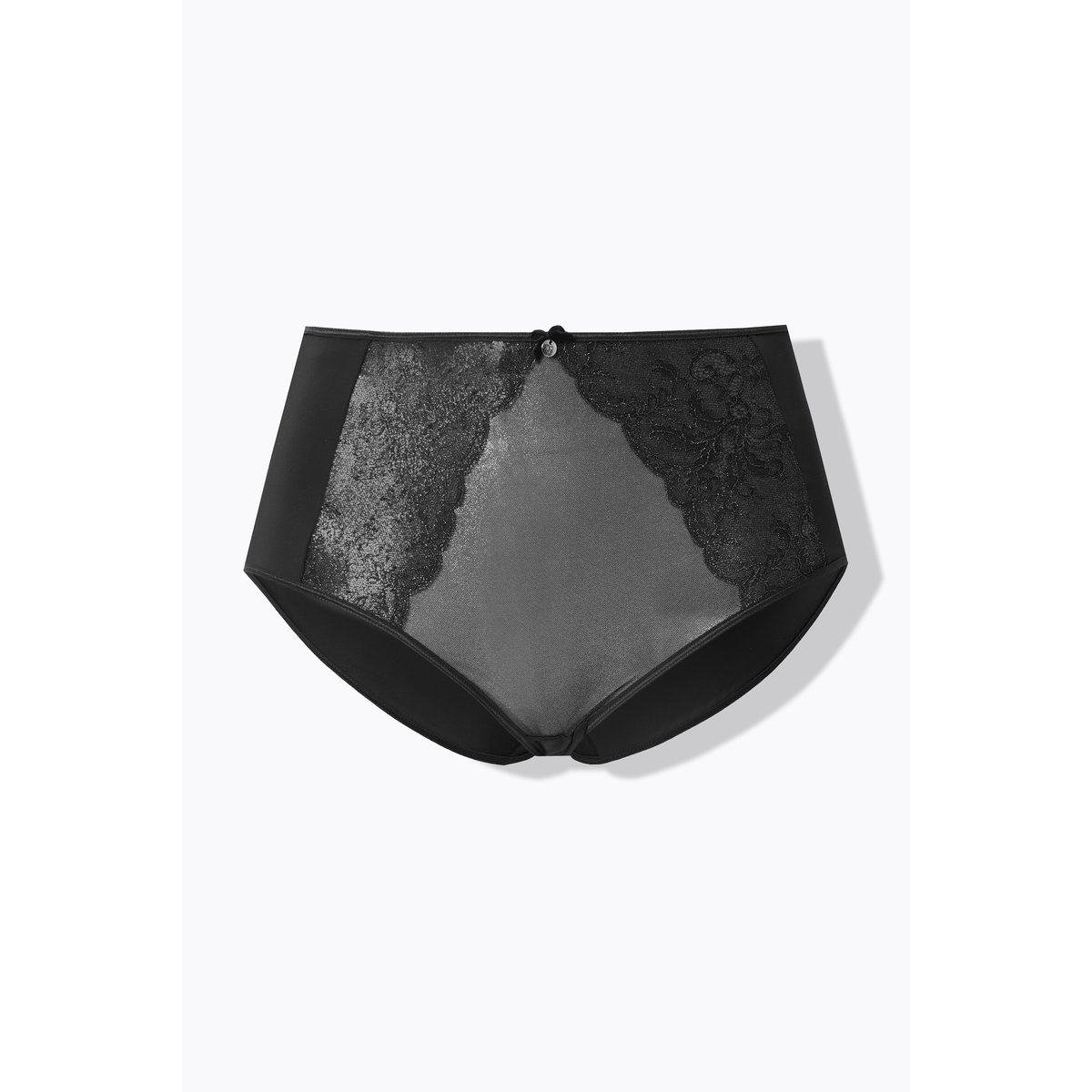 Culotte maxi à effet métallisé et dentelle noir, ULLA POPKEN