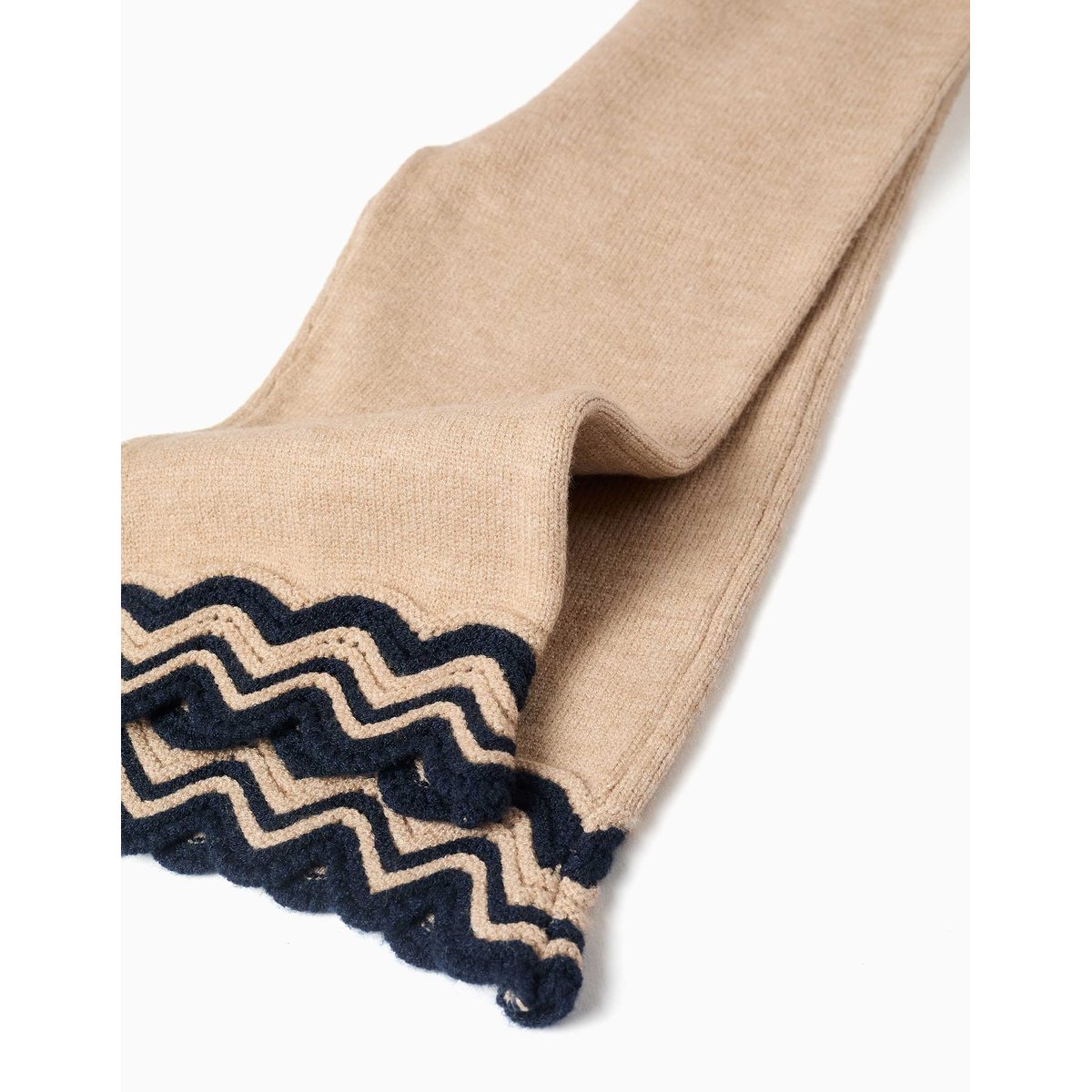 Pantalon en maille avec ourlet à rayures beige, ZIPPY