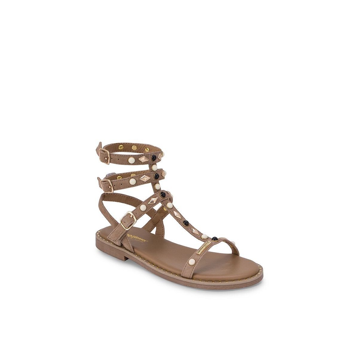 Sandales plates en cuir Corika beige, LES TROPEZIENNES PAR M.BELARBI