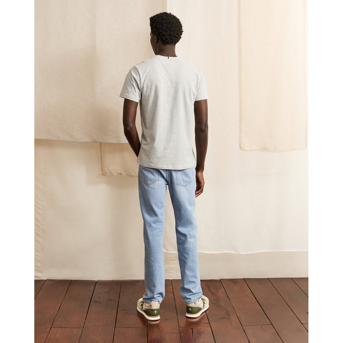 Jean coupe droite coton DENIM STRAIGHT bleu clair, FAGUO