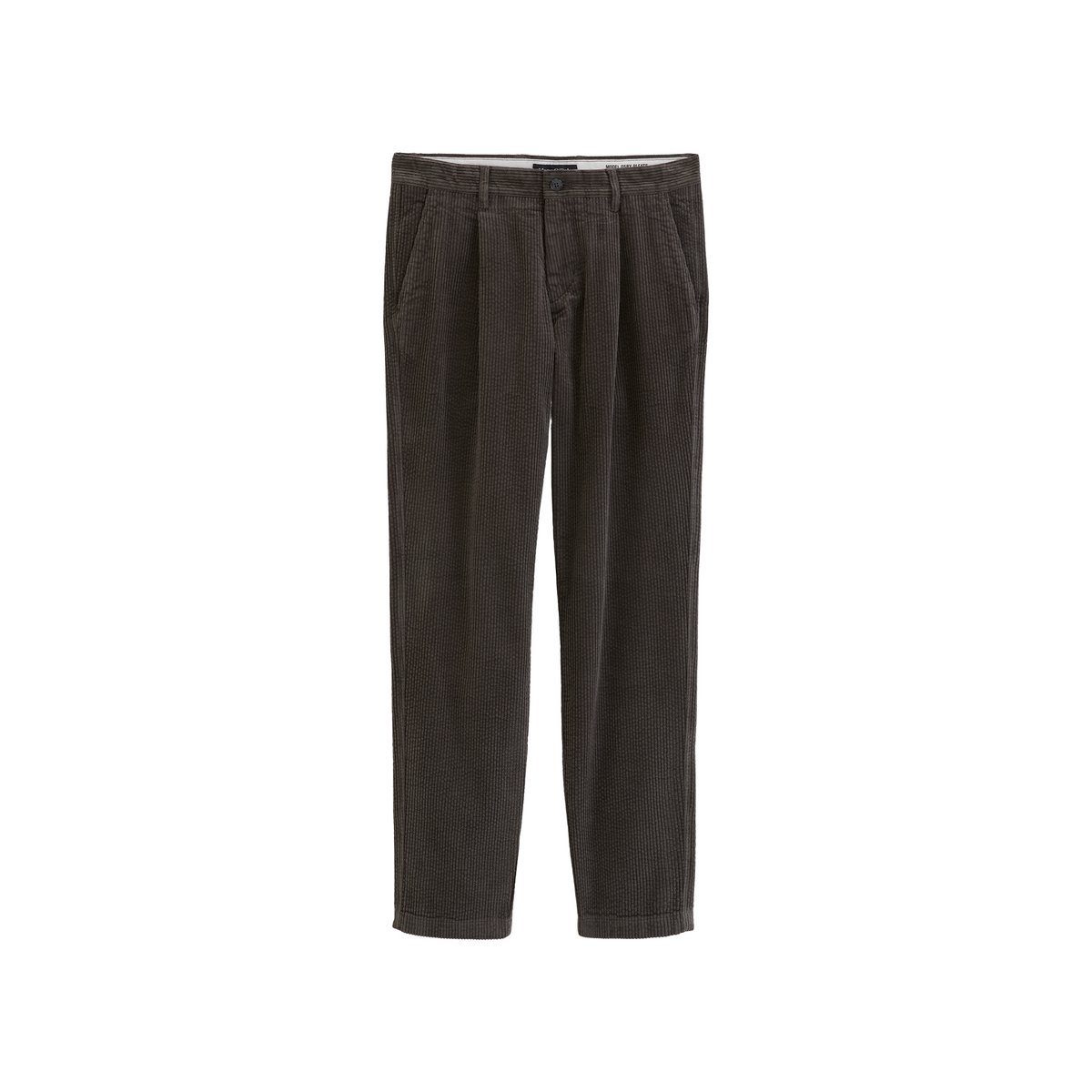 Pantalon en velours côtelé modèle Osby, à plis et coupe fuselée en pur coton biologique noir, MARC O'POLO