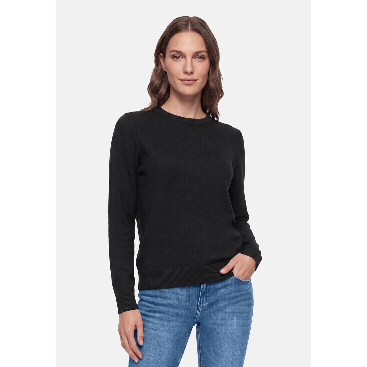 Pull-over en maille à encolure bateau noir, BETTY BARCLAY