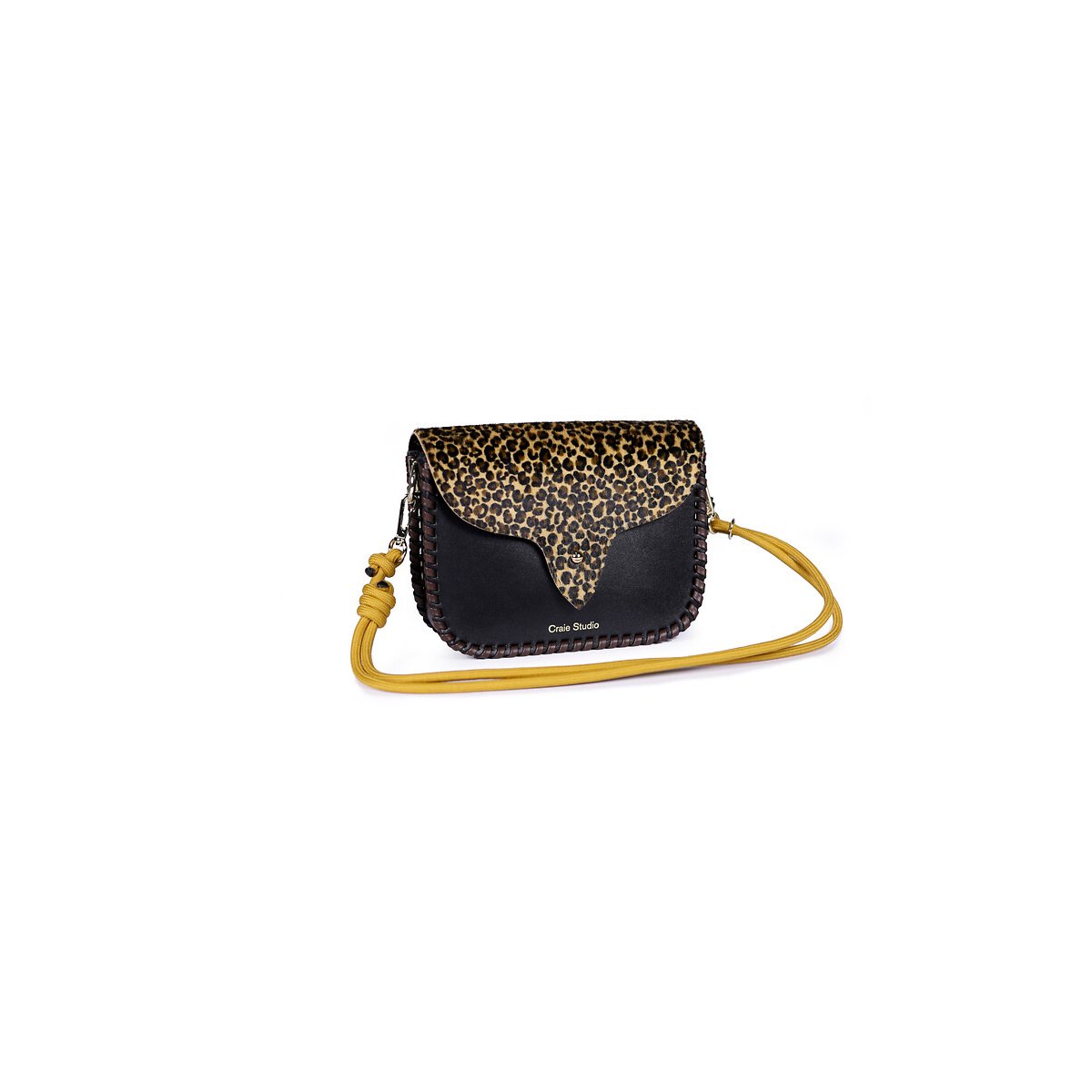 Sac besace en cuir imprimé léopard, WEST léopard/noir, CRAIE STUDIO