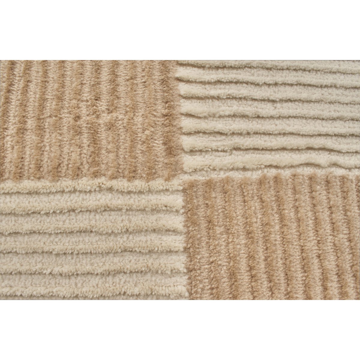 Tapis de salon damier bicolore BIANCA crème, NAZAR RUGS