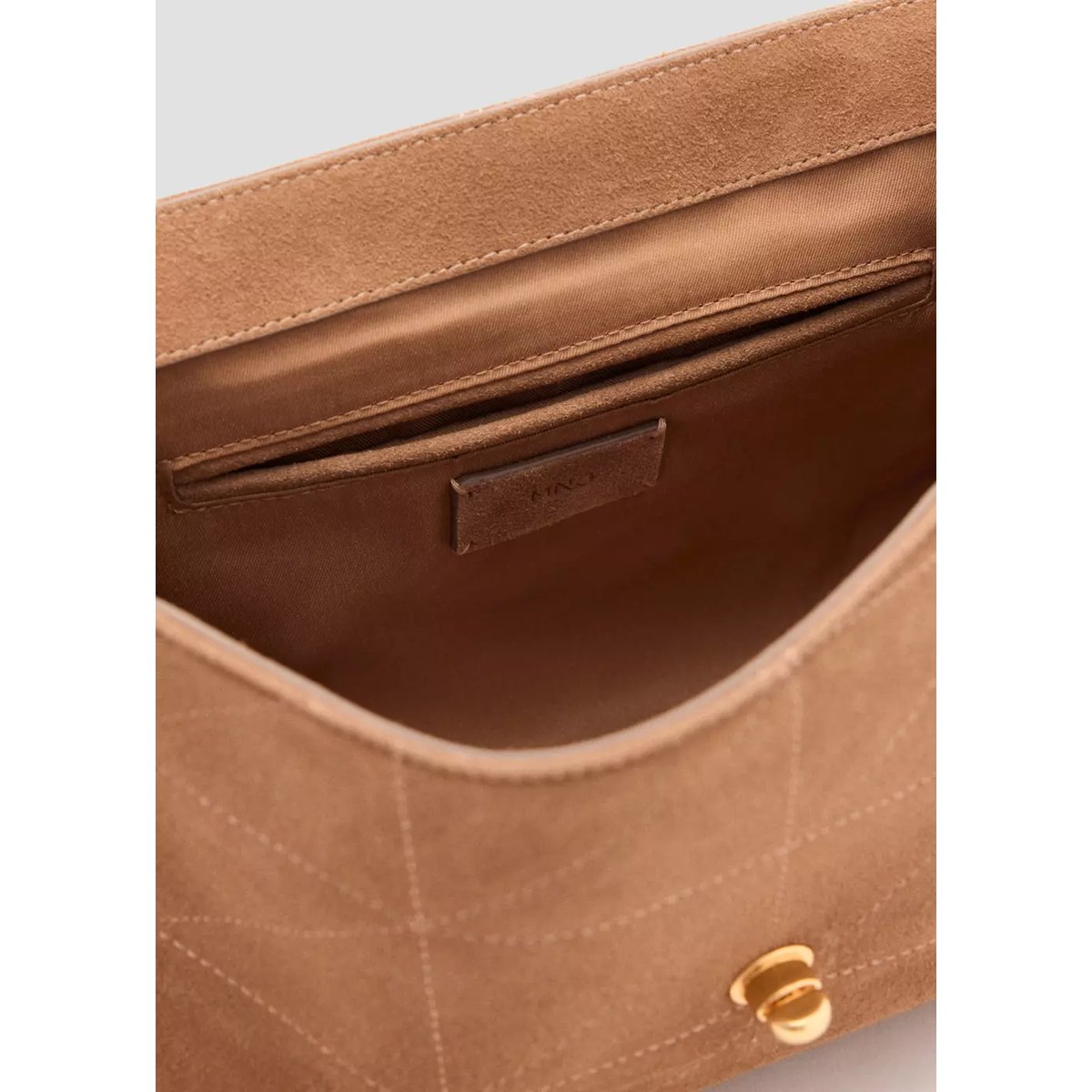 Sac porté épaule en cuir avec chaîne marron moyen, MANGO