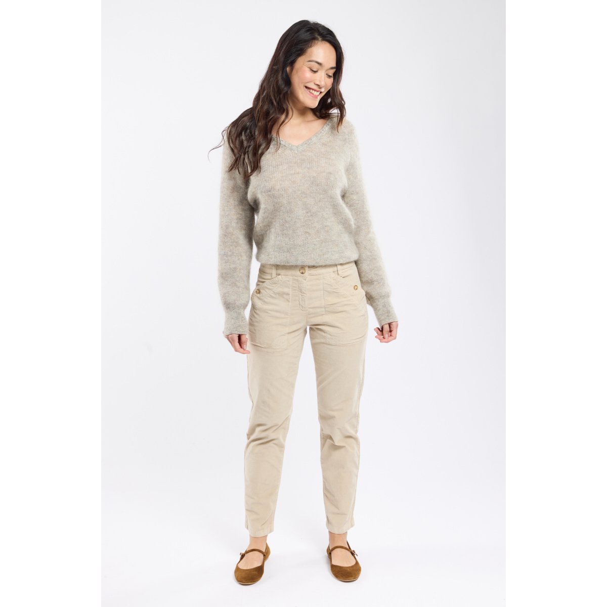 Pantalon coupe droite en coton white pepper, ARMOR-LUX